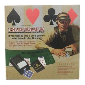 Vintage 1995 Jax Twenty One Blackjack Game #6003 Complete in Box Mat Cards Book